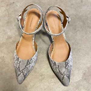 14th & Union Snake Print Ankle Strap Heels